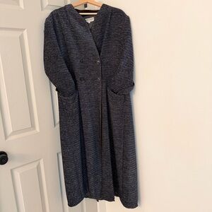Vintage Giorgio Armani Le Collezioni Wool Blend Blue/Cream Overcoat Size 12